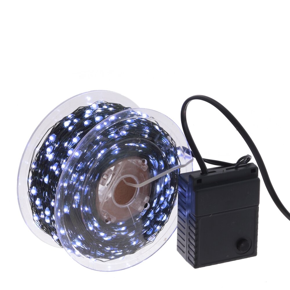 Электрогирлянда "Роса", L100м, 1000 LED, холод бел, 8 тип свеч, 10W, шнур зелен леска, IP20