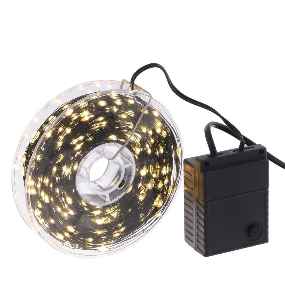 Электрогирлянда "Роса", L50м, 500 LED, тепл бел, 8 тип свеч, 7W, шнур зеленый леска, IP20