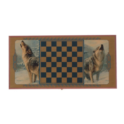 Игра настольная 2 в 1 ( шашки, нарды) "Волки 2", L40 W20 H4 см